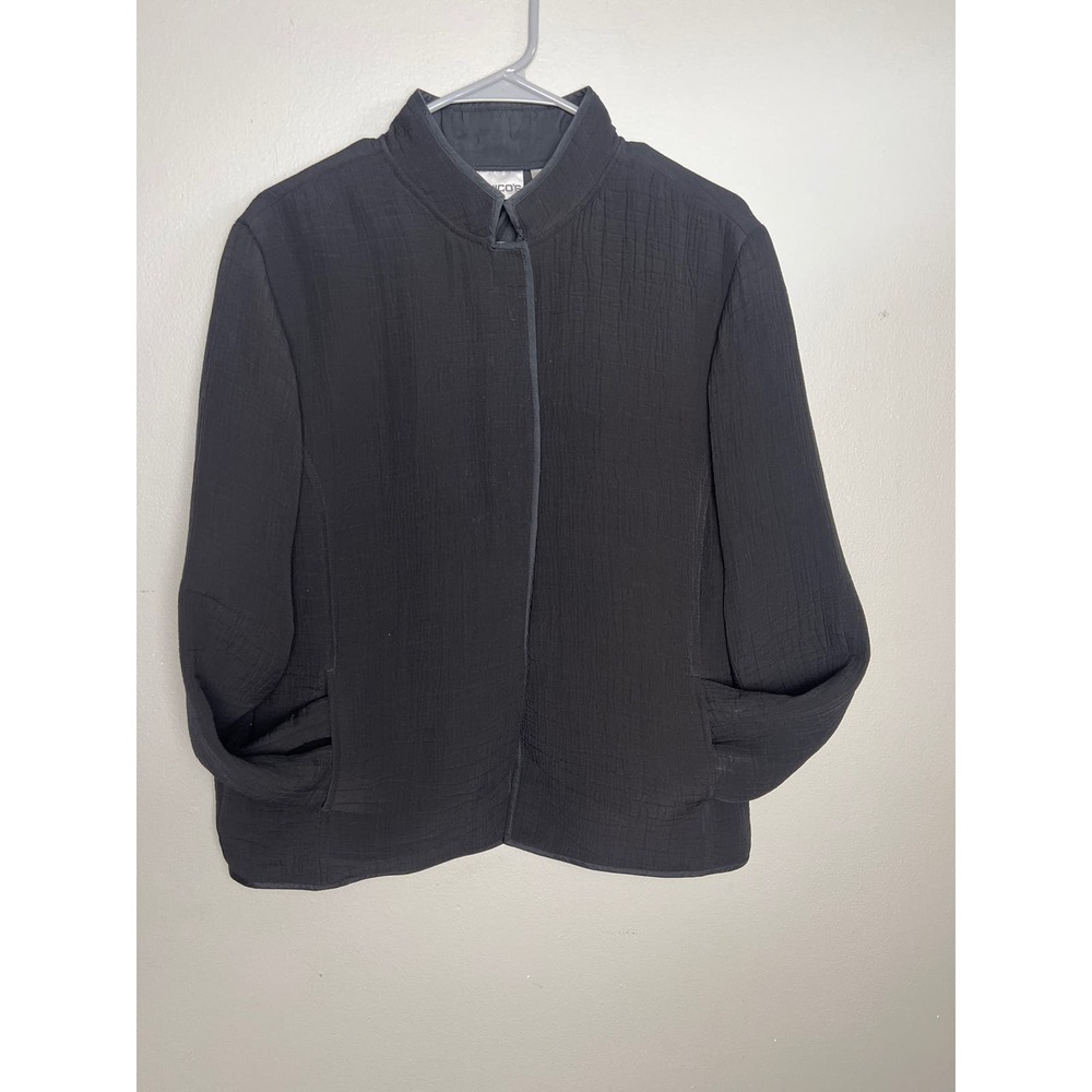 Chico's Womens Blazer Jacket Black size  2  or size 12) Open Front. Sale !!!